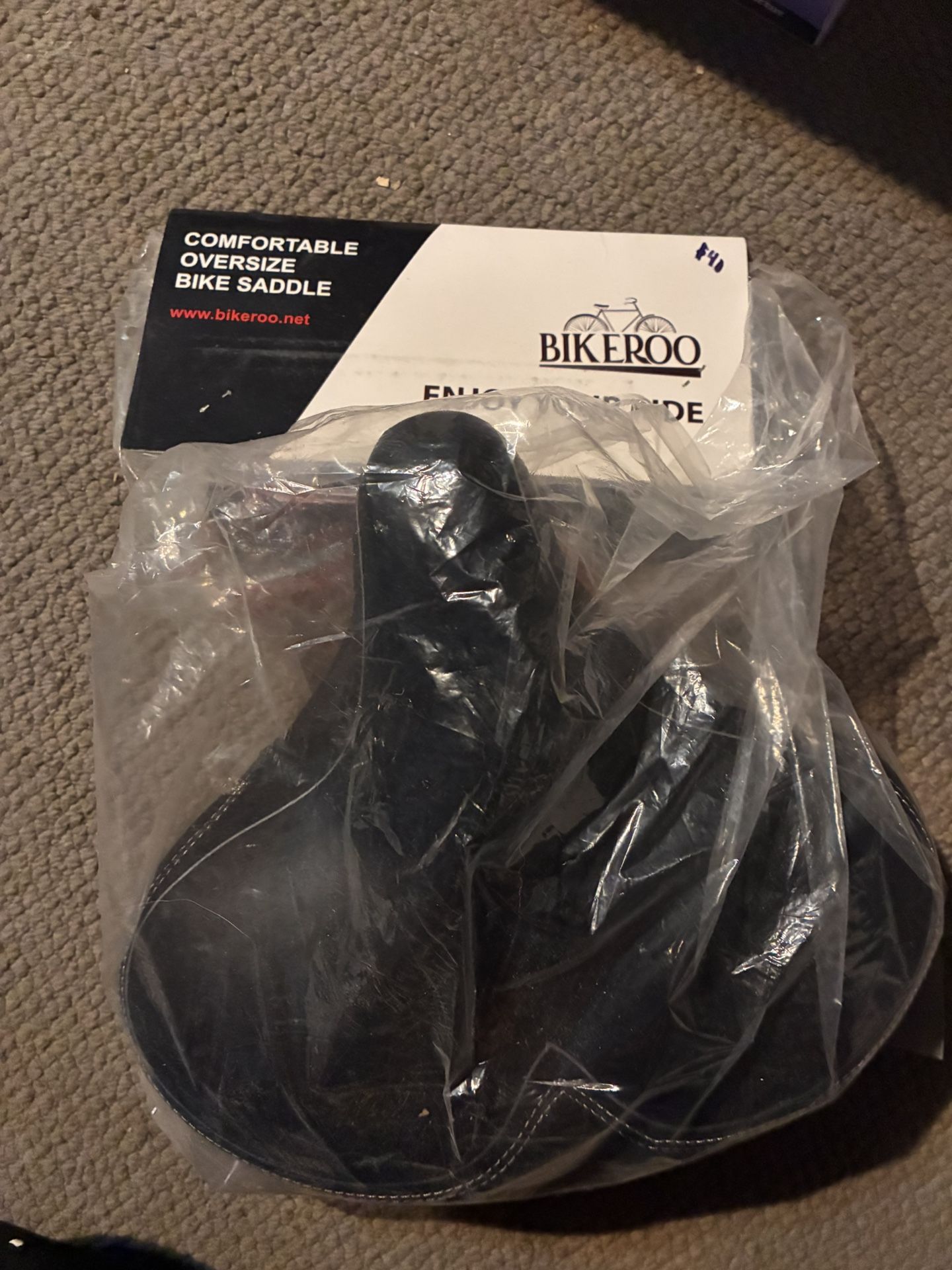 Bikeroo Comfort Bike Seat – Extra Wide Padded Saddle for Stationary or Cruiser Bikes – New Box