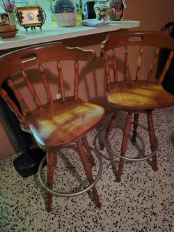 NEED TO GO! Wooden Stools (2)