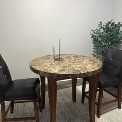 Marble Top Dining Table With 2 Chairs