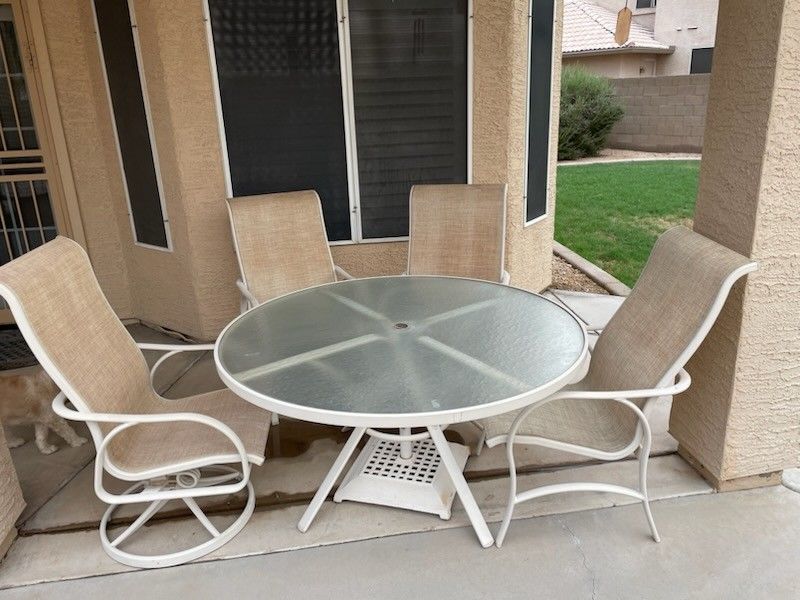 Glass Top Patio Table And 4 Chairs