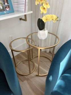 Nesting Gold Glass Tables
