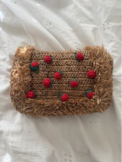 Zara Raffia Crossbody Strawberry Bag