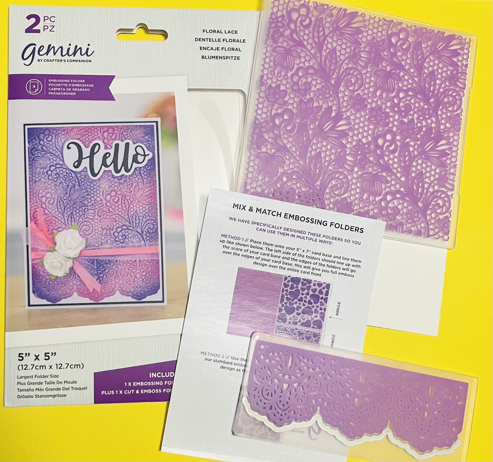 2PC Floral Lace Embossing Folder & Emboss & Die Cut Folder