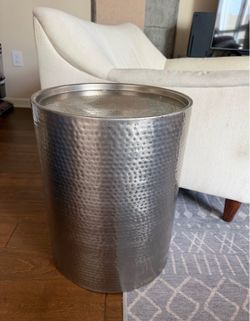 Hammered metal side table indoor outdoor