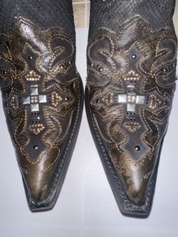 Corral Boots Size 10.5M Snip Toe Black/Gray Python Cross Cowgirl Swarovski C1105