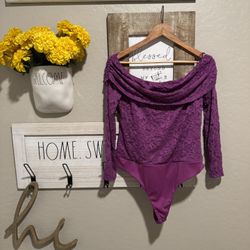 AFRm Los Angeles off the shoulder bodysuit in rich plum size X Large