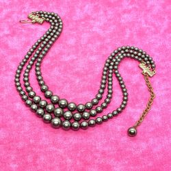 Vintage Black Pearl Necklace