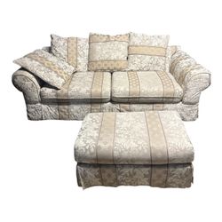 Floral Loveseat Sofa with Ottoman