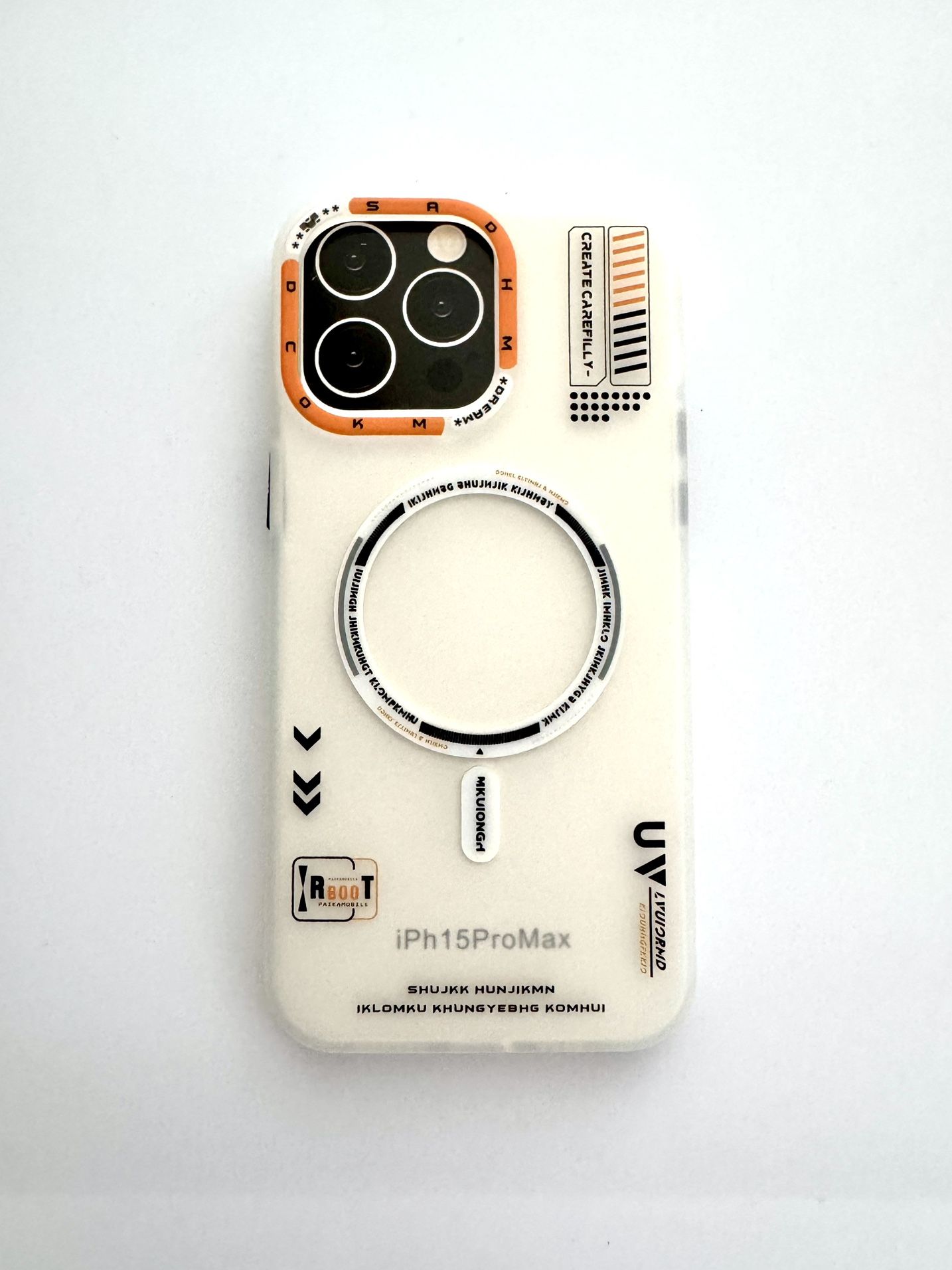 Brand new iPhone 15 Pro Max Frost White Case With Shock Protection Bubbles Magnetic Wireless Charging