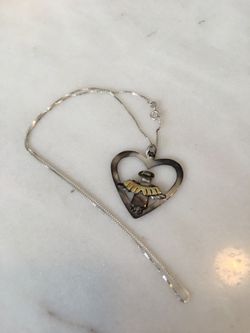 Sterling heart and angel necklace