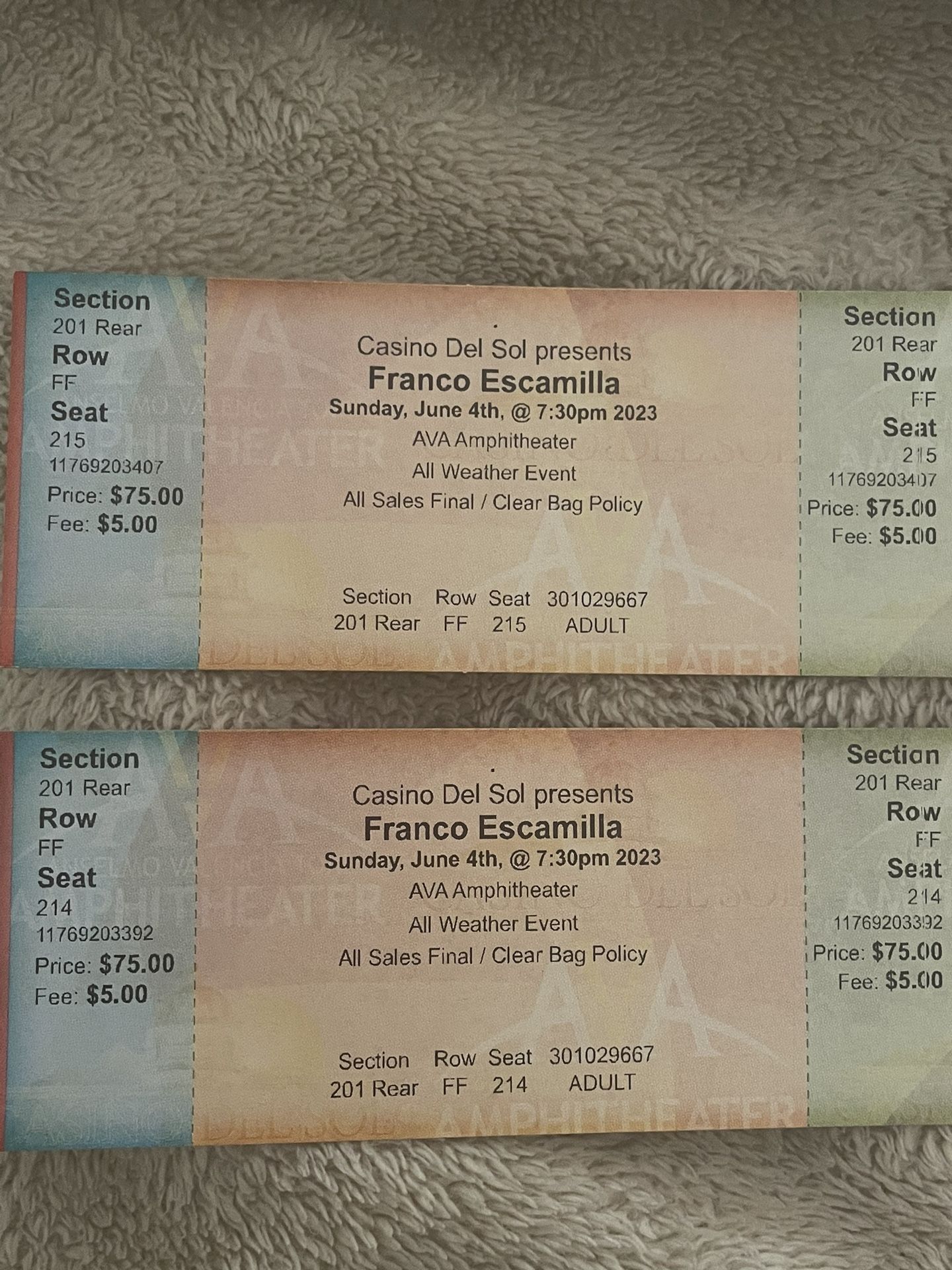 Franco Escamilla 2 Tickets
