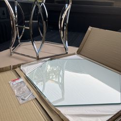 NEW SILVER SIDE TABLE