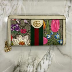 Genuine GUCCI GG Flora Ophidia 523154 Long Wallet 