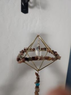 Handmade Geometric Crystal Suncatcher with Geode Slice