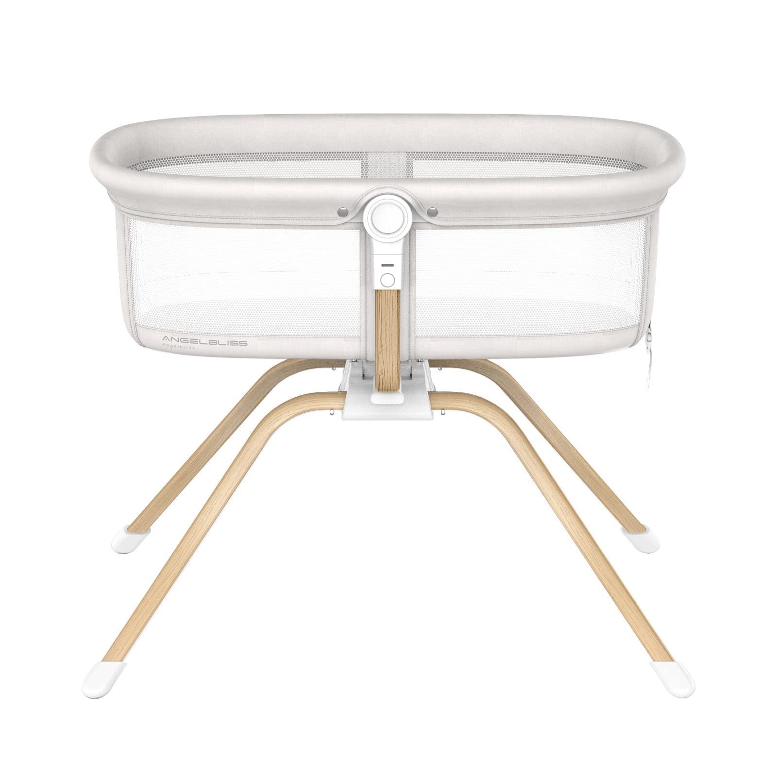 ANGELBLISS 3 In 1 Rocking Bassinet & Baby Bassinet Bedside Crib, One-Second Convert Travel Portable Bassinet Newborn Baby (White)