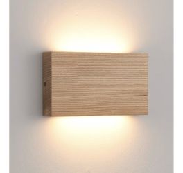 Wood Wall Sconce Indoor Wall Lights Hardwired 1 Pack Up and Down Wall Mount Light for Living Room Bedroom Hallway Corridor Conservatory Cool White 300