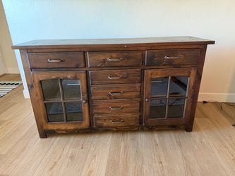 Wood Buffet/Sideboard/TV Console with Glass Doors