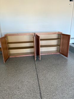 Pair of Wood Wall Cabinets with Shelves