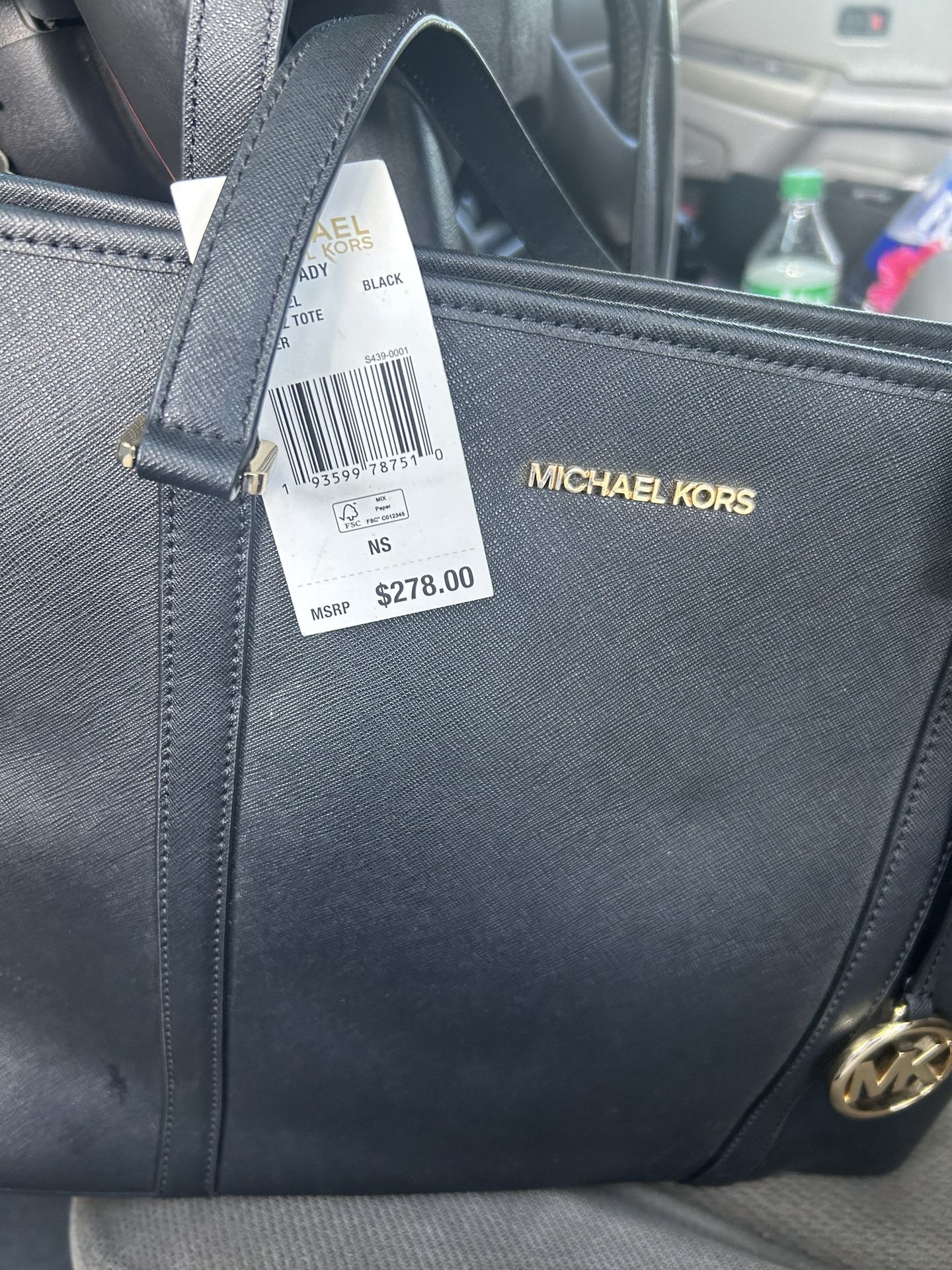 NEW MK TOTE BLACK LEATHER