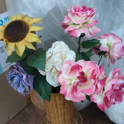 Wicker Basket of Flowers