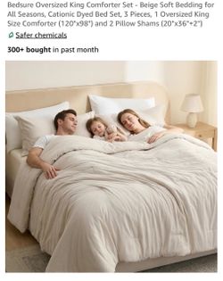 Bedsure Oversized King Comforter Set - Beige Soft Bedding for All Seasons