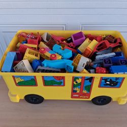 Vintage LEGO Duplo School Bus With LEGOS 