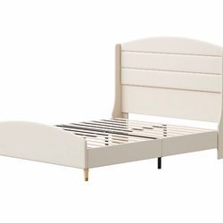 Queen Bed Frame with Wingback Headboard