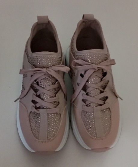 TOP MODA CHUNKY PLATFORM RHINESTONE CASUAL LACE-UP SNEAKERS