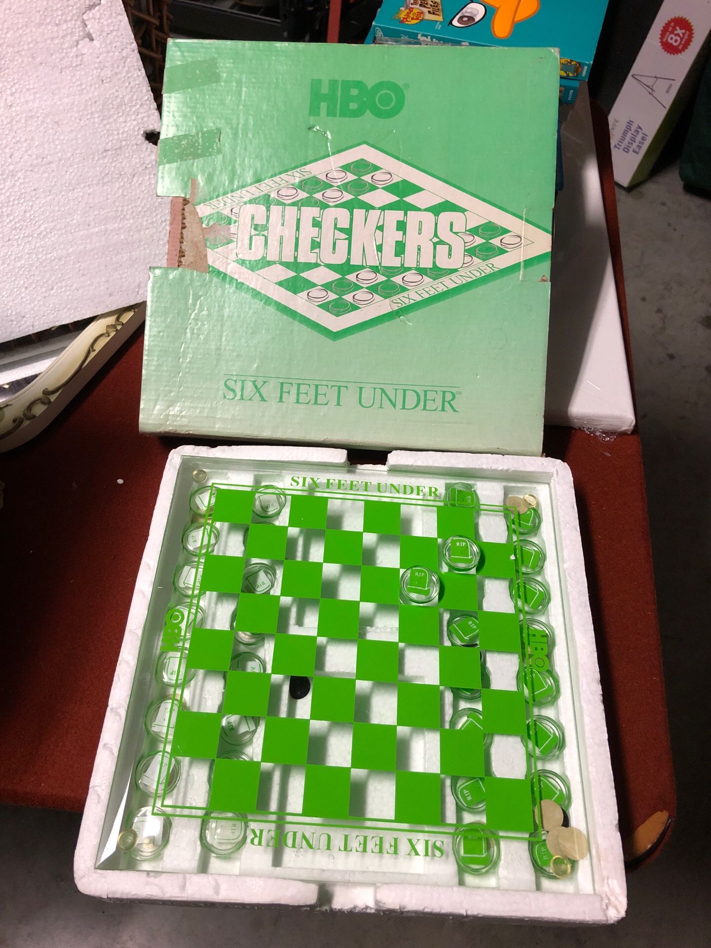 Glass checker board game set HBO six feet under