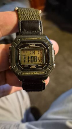 Vintage Retro Casio Illuminator Digital Watch – Military Style Strap – Classic 90s Look
