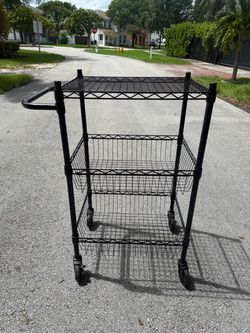 Black Wire Rolling Storage Cart with Baskets