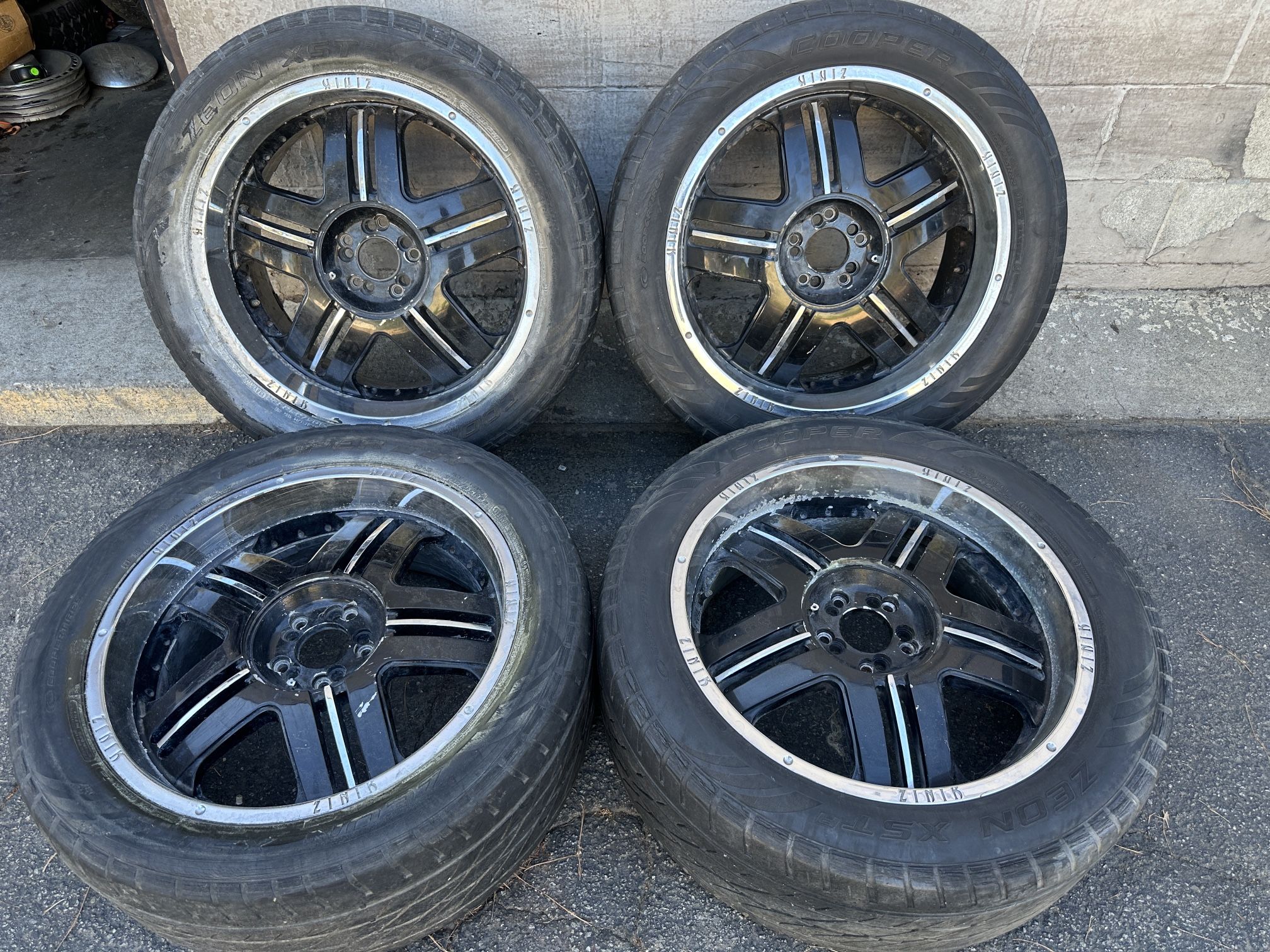 22 inch Zinik wheels and old tires. 5 on 5, 5 on 4.5 lug