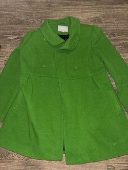 Green Double-Breasted Wool Pea Coat-S