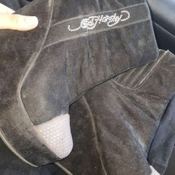 ED HARDY PLATFORM BOOTS HEELS SIZE 7 Y2K MCBLING VINTAGE 2000S