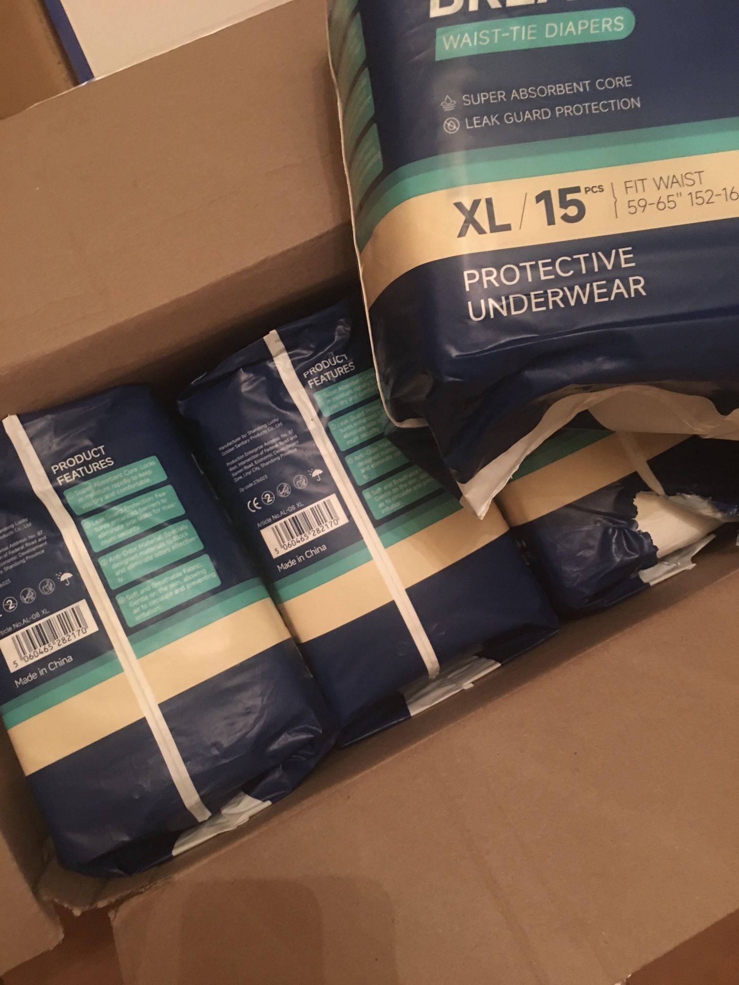 Four Packs Of Adult Diapers - Brand New