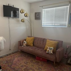 For Sale: Pink Velvet Futon Couch – $90