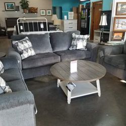 Abinger Smoke Living Room Set & Sofa And Loveseat 