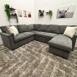 Gray Sleeper Sectional Couch - Delivery Available