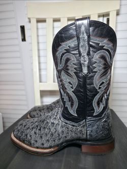 Dan Post Grey Alamosa Full Quill Ostrich Western Boots DP5013 Men's Size 9 D