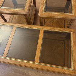 Glass-Top Coffee Table + 2 Matching Side Tables – $100 (Must Go!)
