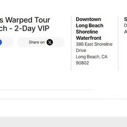 LB 2-Day VIP Warped Tour Ticket