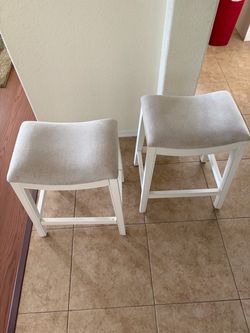 Pair of White Backless Stools