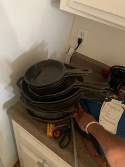 Cast iron pots and pans