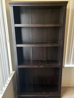 6FT Dark Wood Bookcase with 4 Shelves