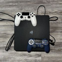 PS4 in great condition. Comes with all cables, 2 controllers, and 5 games. Everything works perfectly.