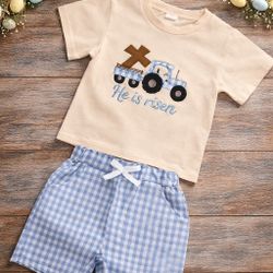 Little Boy's Easter Outfit with Embroidered Basket