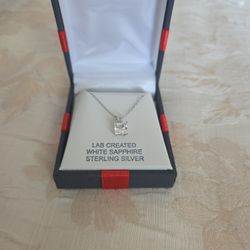 Lab Created White Sapphire Sterling Silver Necklace 