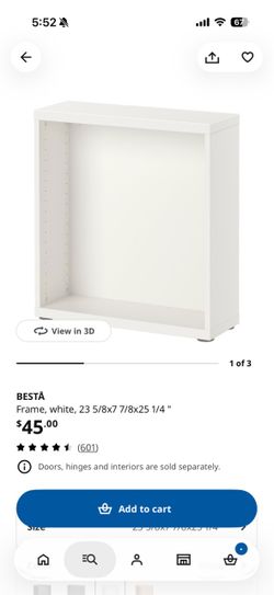 Ikea Besta Frame, white, 23 5/8x7 7/8×25 1/4"