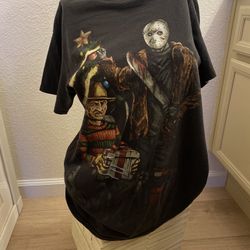 1980s Horror Movie Nightmare on Elm Street Freddie Jason Christmas black tee t-shirt 