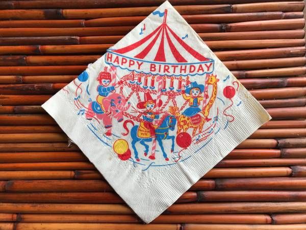 Vintage 1950-60's Birthday Napkin: Space Pilot, Two-Gun Pete, Annie O